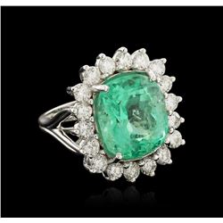 14KT White Gold GIA Certified 10.73ct Emerald and Diamond Ring