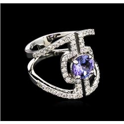 1.10ct Tanzanite and Diamond Ring - 14KT White Gold