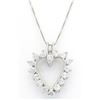 Image 3 : 1.00ctw Diamond Heart Pendant With Chain - 14KT White Gold