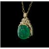 Image 3 : 14KT Yellow Gold GIA Certified 50.88ct Emerald and Diamond Pendant With Chain