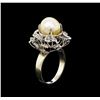 Image 4 : Pearl and Diamond Ring - 14KT White Gold