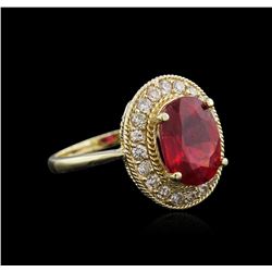 14KT Yellow Gold 4.07ct Ruby and Diamond Ring