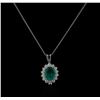14KT White Gold 2.95ct Chrysoprase and Diamond Pendant With Chain