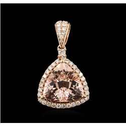 14KT Rose Gold 3.51ct Morganite and Diamond Pendant