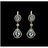 3.65ctw Blue Topaz and Diamond Earrings - 18KT Yellow Gold