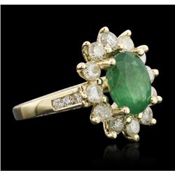 14KT Yellow Gold 2.79ct Emerald and Diamond Ring