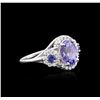 14KT White Gold 3.07ct Tanzanite, Sapphire and Diamond Ring