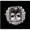 Image 1 : 14KT White Gold 8.73ct Aquamarine and Diamond Ring