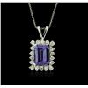 Image 1 : 14KT White Gold 2.34ct Tanzanite and Diamond Pendant With Chain