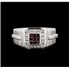 Image 2 : 0.50ctw Ruby and Diamond Ring - 14KT White Gold