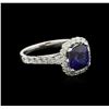 Image 1 : 3.00ct Blue Sapphire and Diamond Ring - 14KT White Gold