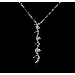 14KT White Gold 0.07ctw Sapphire and Diamond Pendant With Chain