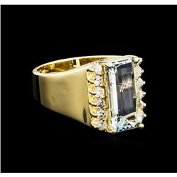 2.49ct Aquamarine and Diamond Ring - 14KT Yellow Gold