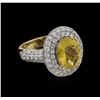 Image 1 : 4.05ct Yellow Tourmaline and Diamond Ring - 14KT Yellow Gold
