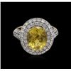 Image 2 : 4.05ct Yellow Tourmaline and Diamond Ring - 14KT Yellow Gold