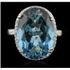 Image 2 : 14KT White Gold 14.83ct Topaz and Diamond Ring