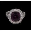 Image 2 : 7.00ct Purple Sapphire and Diamond Ring - 18KT White Gold
