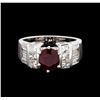 Image 2 : 1.26ct Ruby and Diamond Ring - 14KT White Gold