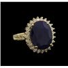 9.19ct Blue Sapphire and Diamond Ring - 14KT Yellow Gold