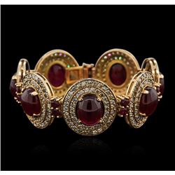 14KT Rose Gold 72.81ctw Ruby and Diamond Bracelet