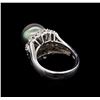 Image 3 : 1.33ctw Pearl and Diamond Ring - 14KT White Gold