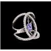 Image 1 : 0.44ct Tanzanite and Diamond Ring - 14KT White Gold