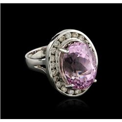 14KT White Gold 16.20ct Kunzite and Diamond Ring