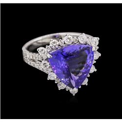 14KT White Gold 5.30ct Tanzanite and Diamond Ring