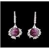 2.50ctw Pink Sapphire and Diamond Earrings - 18KT White Gold