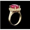 Image 3 : 6.50ct Ruby and Diamond Ring - 14KT Yellow Gold