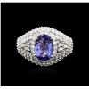 Image 2 : 14KT White Gold 1.50ct Tanzanite and Diamond Ring