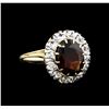Image 1 : 2.50ct Garnet and White Sapphire Ring - 14KT Yellow Gold