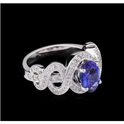 0.74ct Tanzanite and Diamond Ring - 14KT White Gold