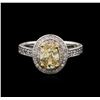 Image 1 : 1.38ctw Fancy Yellow Diamond Ring - 14KT Two-Tone Gold