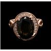 Image 1 : 7.05ct Green Tourmaline and Diamond Ring - 14KT Rose Gold