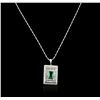 Image 2 : Platinum GIA Certified 6.98ct Emerald and Diamond Pendant With Chain