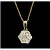 Image 1 : 14KT Yellow Gold 0.63ctw Diamond Pendant With Chain