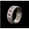 Image 3 : 0.95ctw Pink Sapphire and Diamond Ring - 18KT White Gold