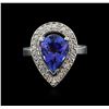 Image 2 : 14KT White Gold 4.18ct Tanzanite and Diamond Ring