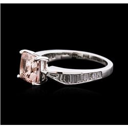 14KT White Gold 2.03ct Morganite and Diamond Ring