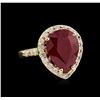 Image 1 : 6.97ct Ruby and Diamond Ring - 14KT Yellow Gold