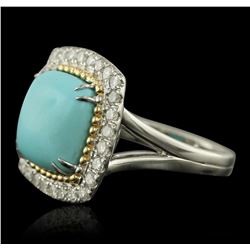 14KT White Gold 4.02ct Turquoise and Diamond Ring