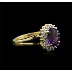 14KT Yellow Gold 1.09ct Amethyst and Diamond Ring