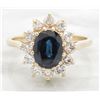 Image 1 : 1.49ct Sapphire and Diamond Ring - 14KT Yellow Gold