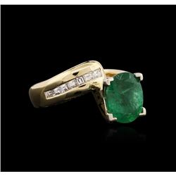 18KT Yellow Gold 1.85ct Emerald and Diamond Ring