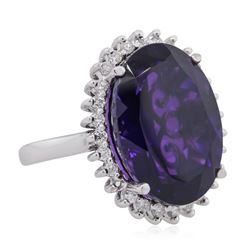 14KT White Gold 11.10ct Amethyst and Diamond Ring