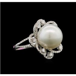 South Sea Cultured Pearl and Diamond Ring - 14KT White Gold