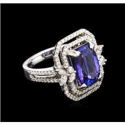 4.28ct Tanzanite and Diamond Ring - 18KT White Gold