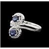 Image 1 : 14KT White Gold 0.92ct Sapphire and Diamond Ring