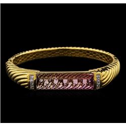 19.46ct Bi-Color Tourmaline and Diamond Bangle Bracelet - 18KT Yellow Gold